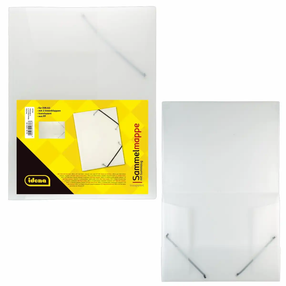 Idena Sammelmappe DIN A3 transluzent weiß - 0 Idena Sammelmappe PP mit Gummizug transluzent weiß DIN A3