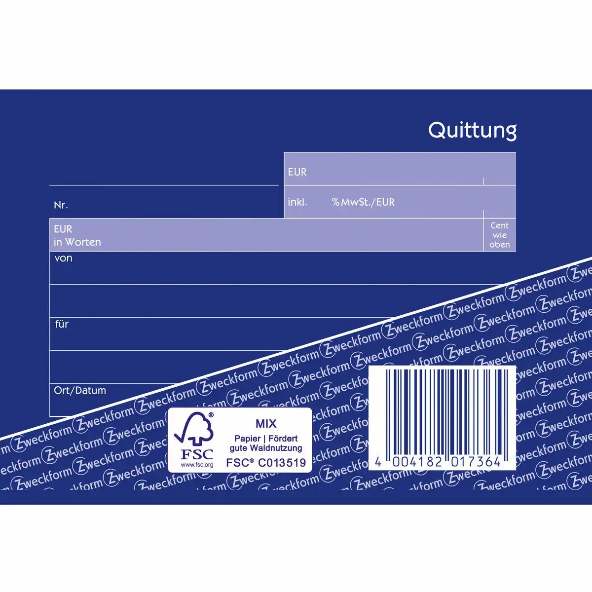 AVERY Zweckform Quittung DIN A6 quer 5 AVERY Zweckform Quittungsblock inklusive MwSt., selbstdurchschreibend im Format DIN A6 quer mit 2 × 40 Blatt