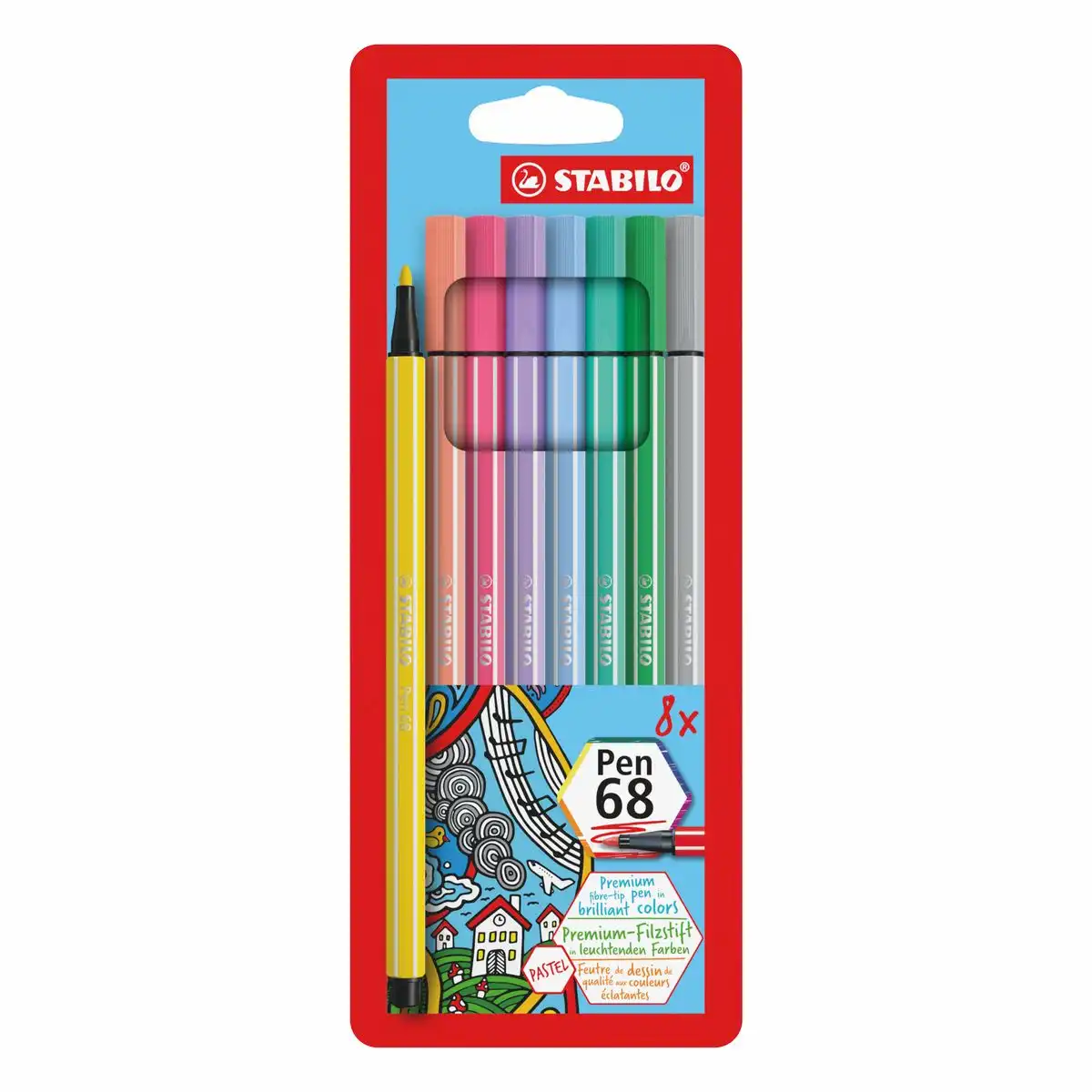STABILO Filzstifte Pen 68 Pastel 8 Stück Kartonetui