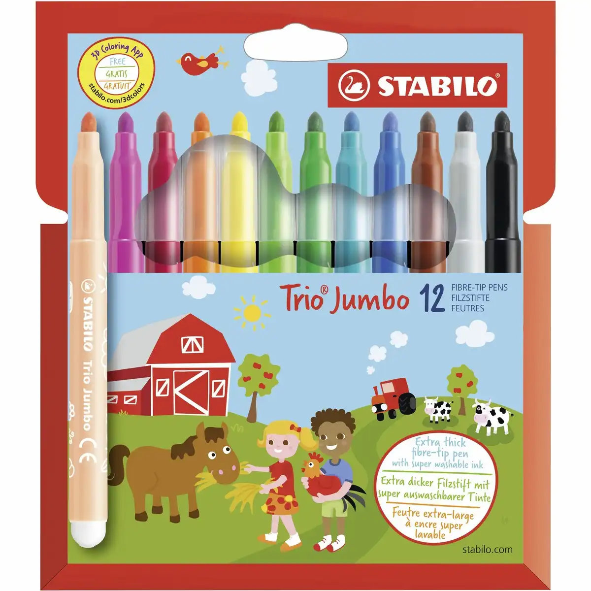 10013496_00 STABILO Filzstifte Trio Jumbo 12 Stück Kartonetui