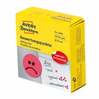 AVERY Zweckform Bewertungspunkte Gesicht negativ rot Ø19mm 250 Stück