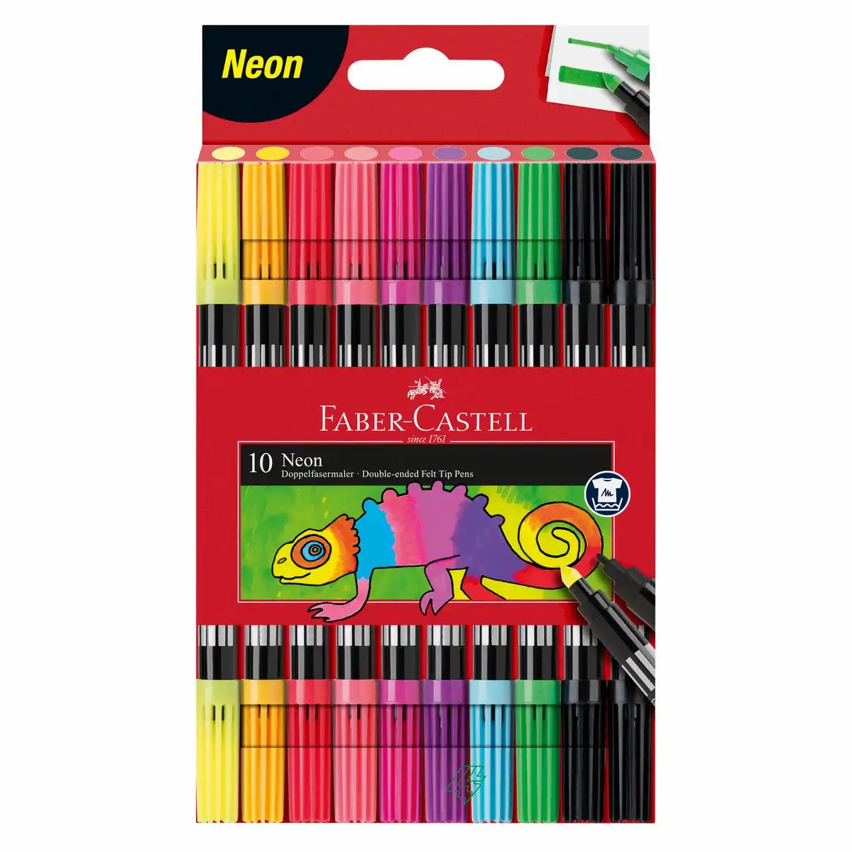 FABER-CASTELL Filzstifte Doppelfasermaler neon 10 Stück Kartonetui