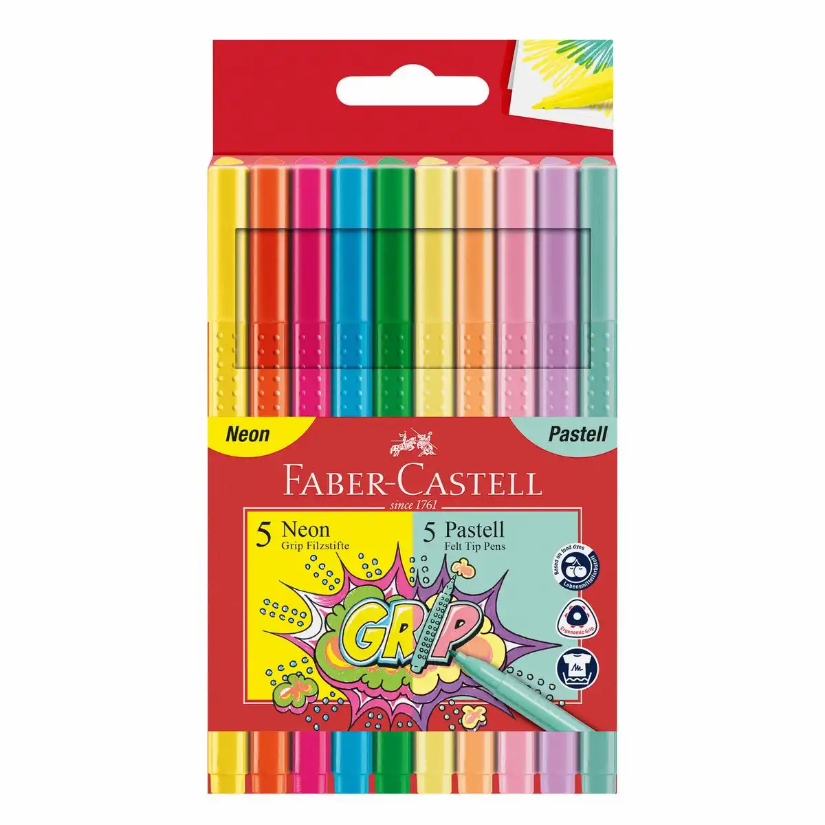 FABER-CASTELL Fasermaler Neon & Pastell 10 Stück