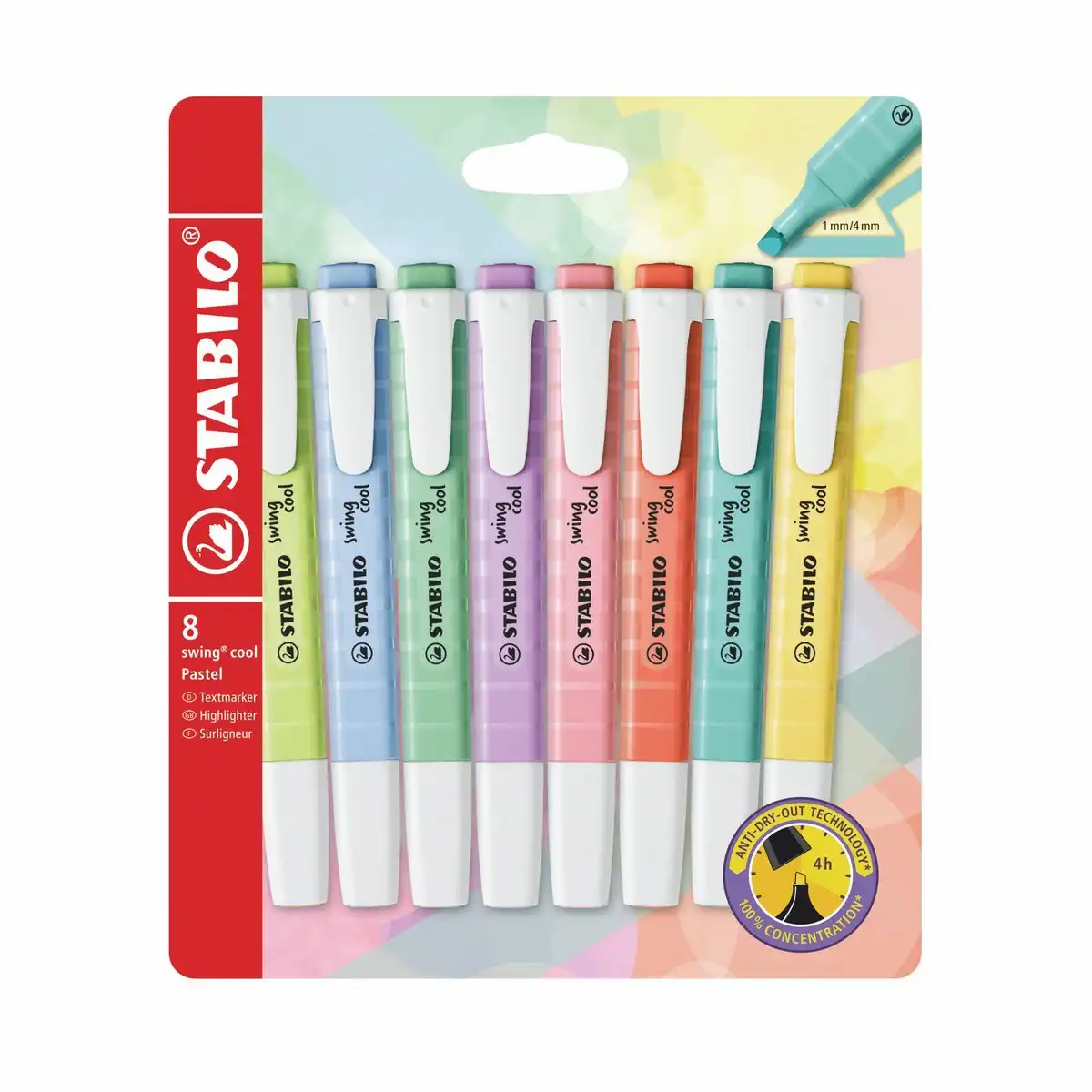 STABILO Textmarker swing cool pastell 8 Stück Kunststoffetui
