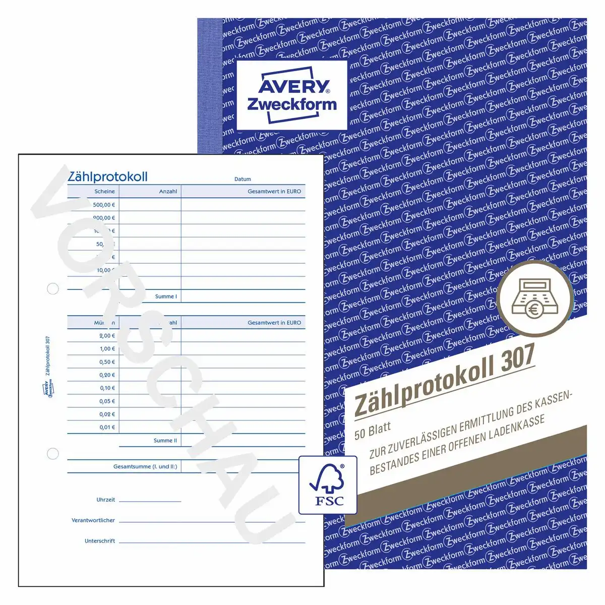 AVERY Zweckform Zählprotokoll 50 Originale weiß DIN A5 50 Blatt