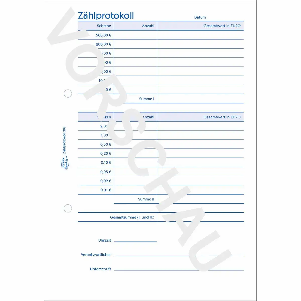 AVERY Zweckform Zählprotokoll 50 Originale weiß DIN A5 50 Blatt-2