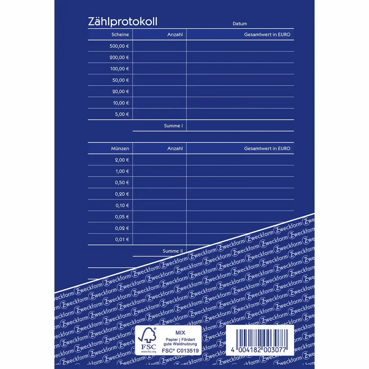 AVERY Zweckform Zählprotokoll 50 Originale weiß DIN A5 50 Blatt-3