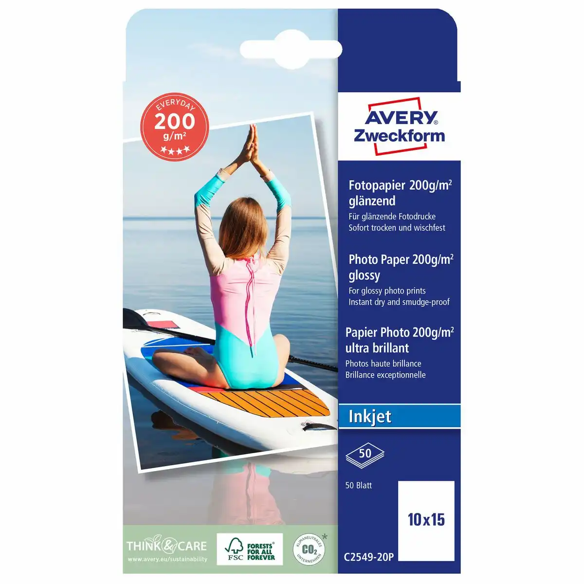 AVERY Zweckform Fotopapier Superior 200g/m² 10x15cm 40 Blatt