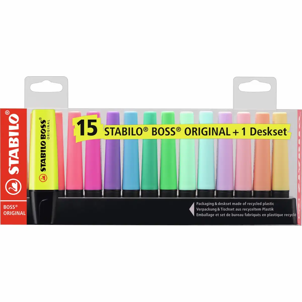 STABILO Textmarker BOSS ORIGINAL Tischset pastell 15 Stück Kunststoffetui