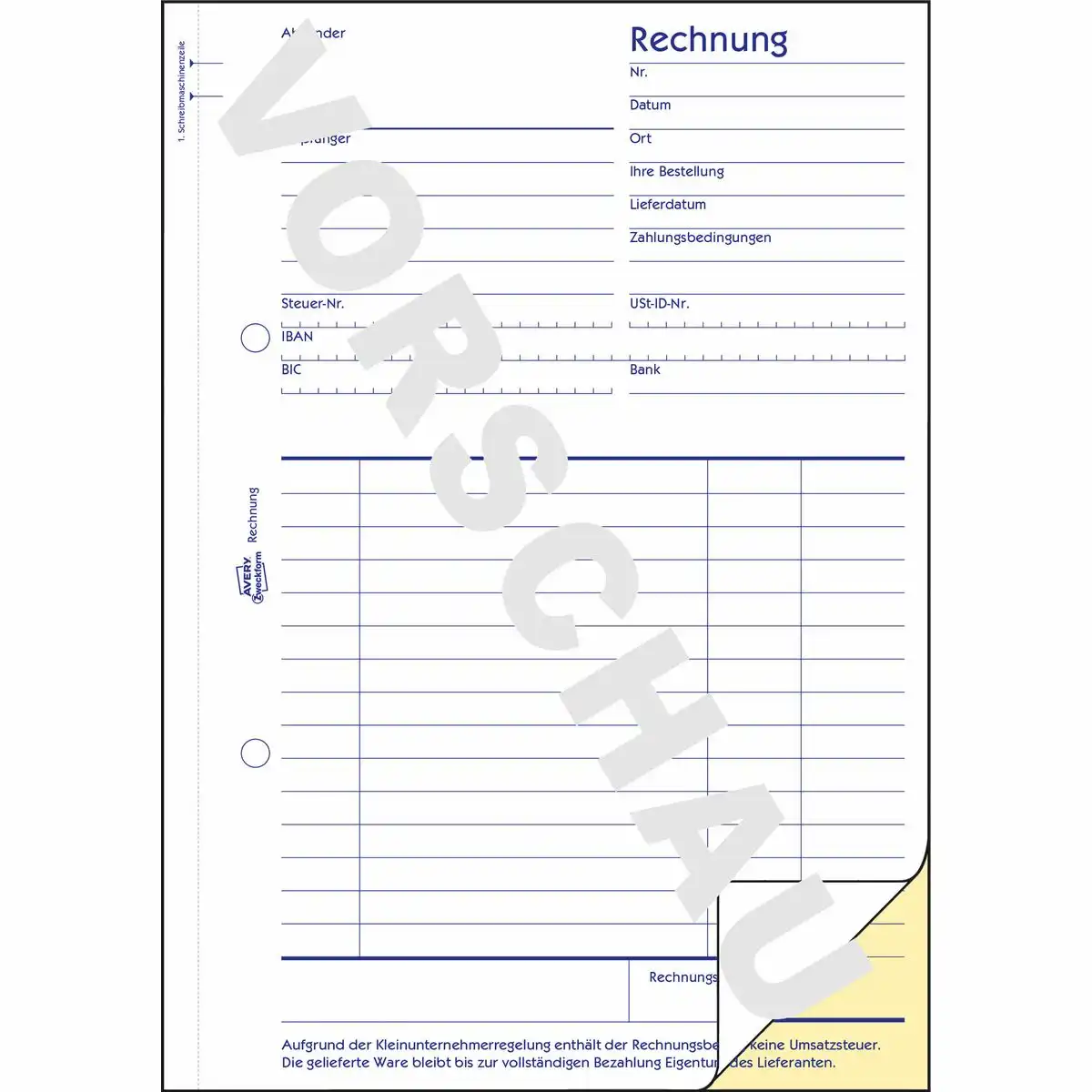 AVERY Zweckform Rechnung Kleinunternehmer selbstdurchschreibend DIN A5 2x40 Blatt-2