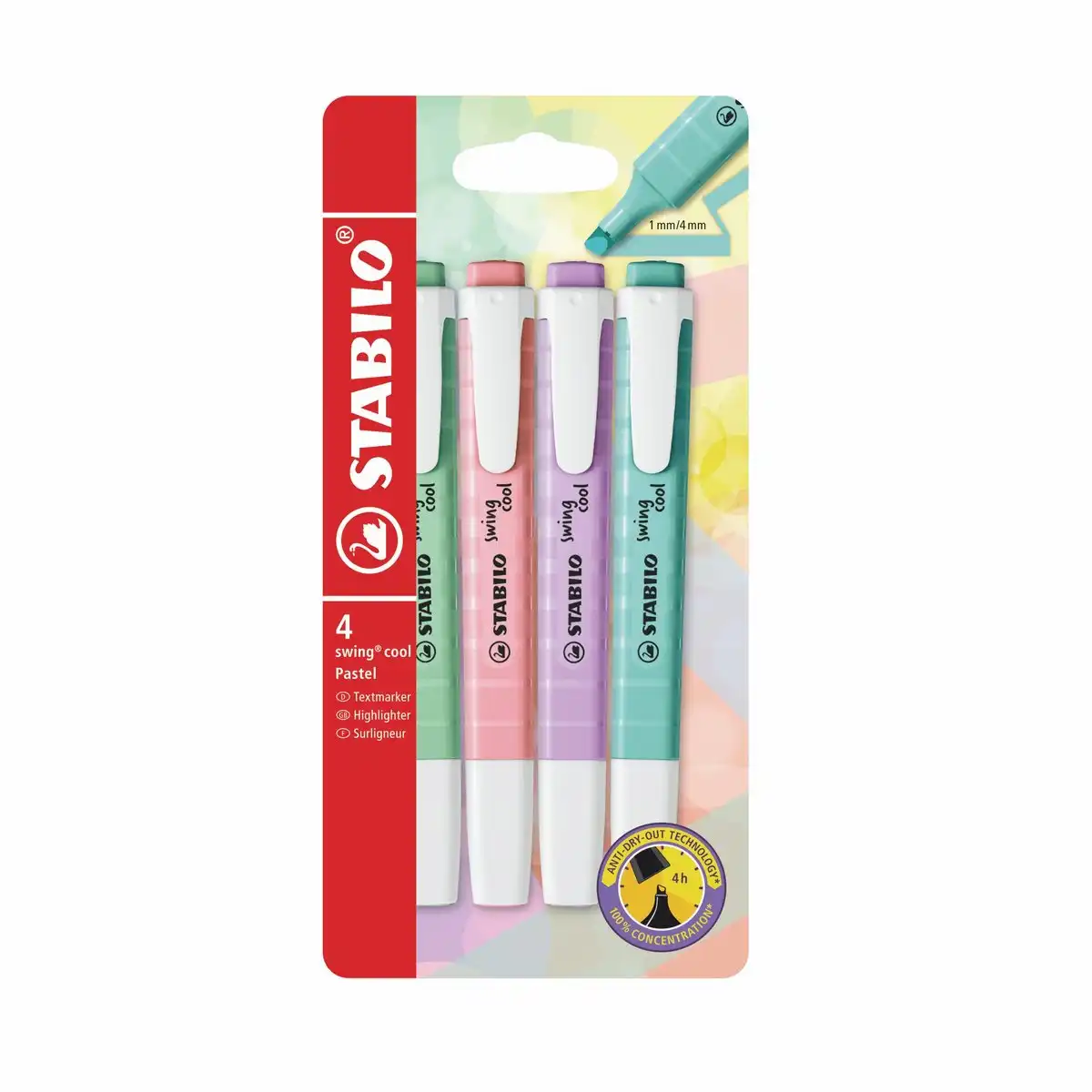 STABILO Textmarker swing cool Trendfarben pastell 4 Stück