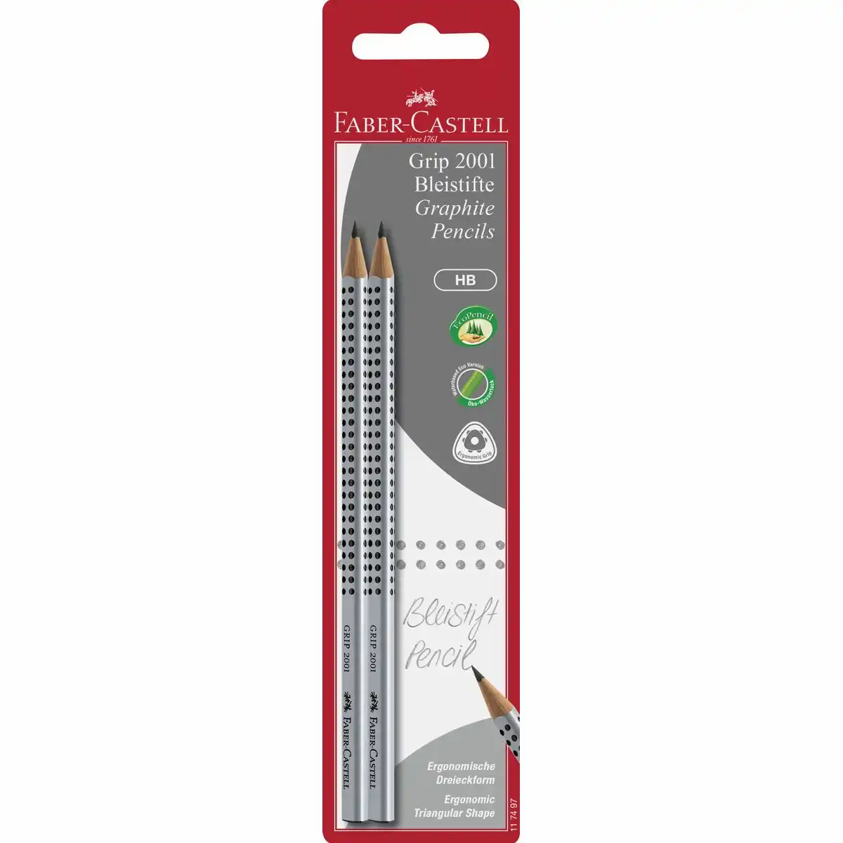 FABER-CASTELL Bleistifte Grip 2001 grau Blister