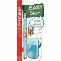 STABILO Schulset EASYgraph 3 Teile Bleistift Spitzer Radiergummi Blister - Für Rechtshänder, hellblau