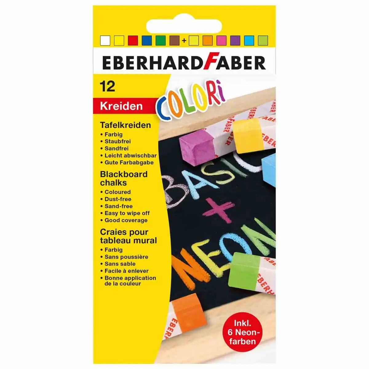 EBERHARD FABER Tafelkreiden Colori neon +basic 12 Stück