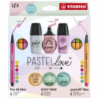 STABILO Kreativ Set Mini World PASTELlove 18 Stück Pen 68 BOSS MINI point 88 Kartonetui