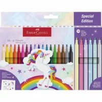 FABER-CASTELL Filzstifte Einhorn mit Sticker 18+6 Stück Kartonetui