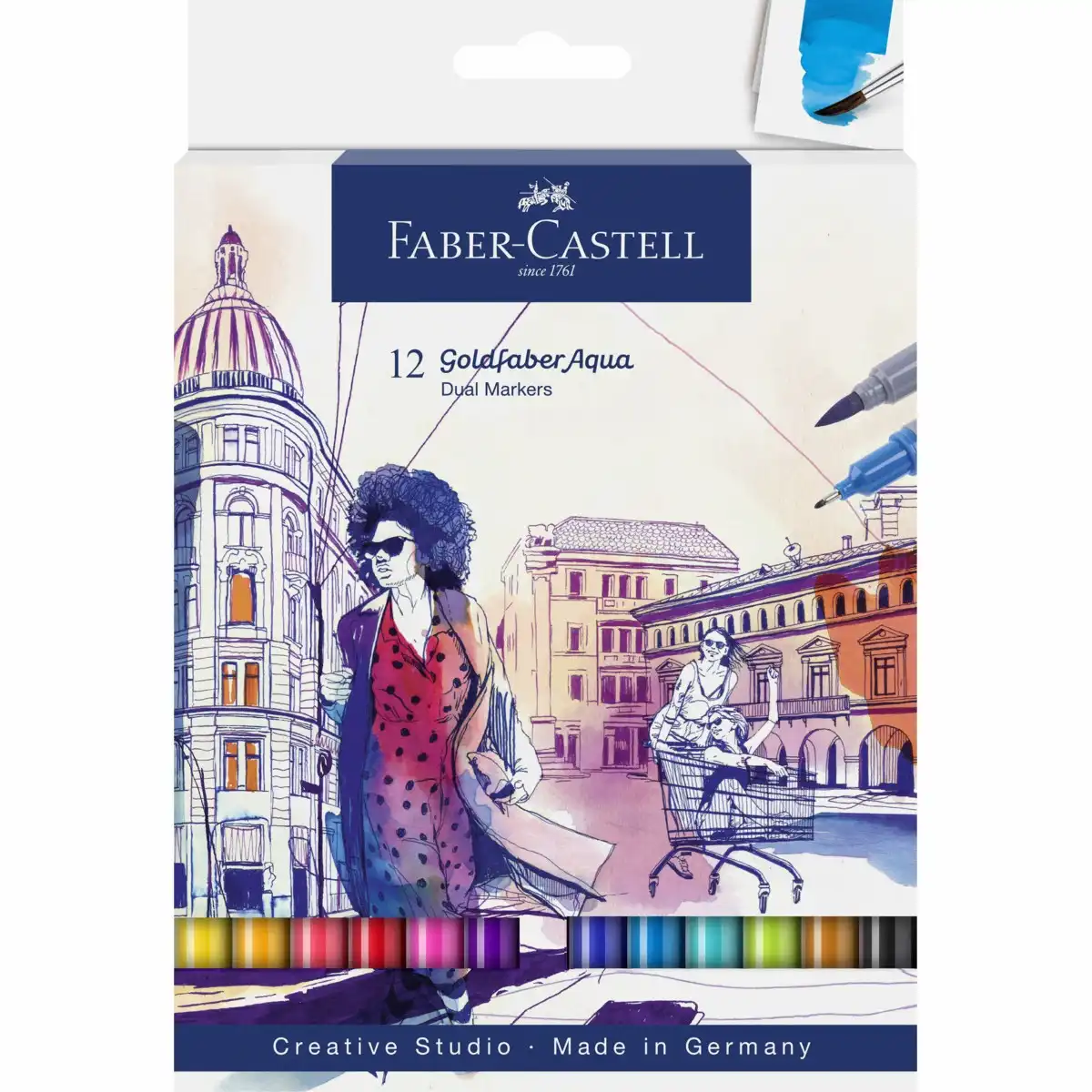 10151803_00 FABER-CASTELL Aqua Dual Marker Goldfaber 12 Stück Kartonetui