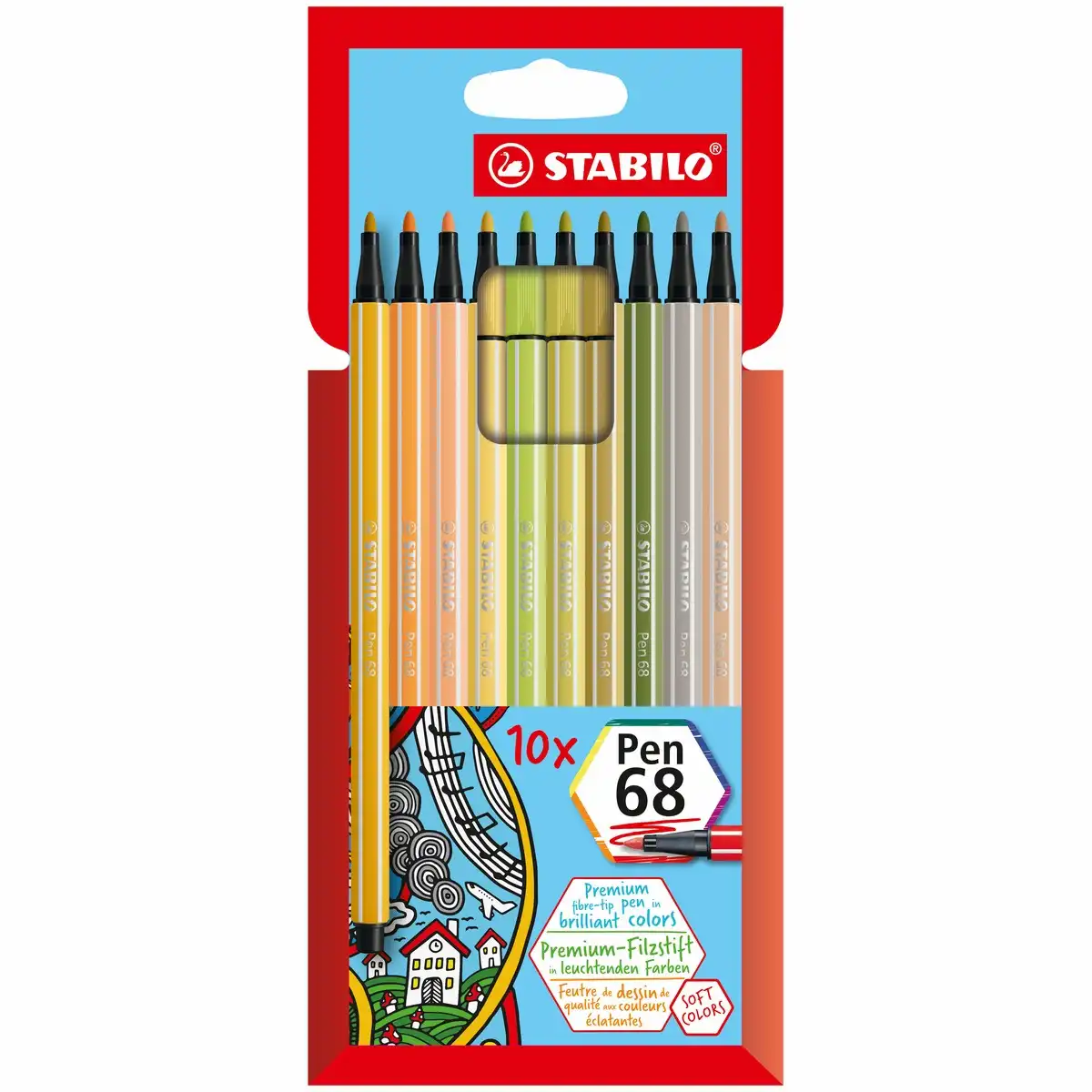10152162_00 STABILO Filzstifte Pen 68 Soft Colors 10 Stück Kartonetui