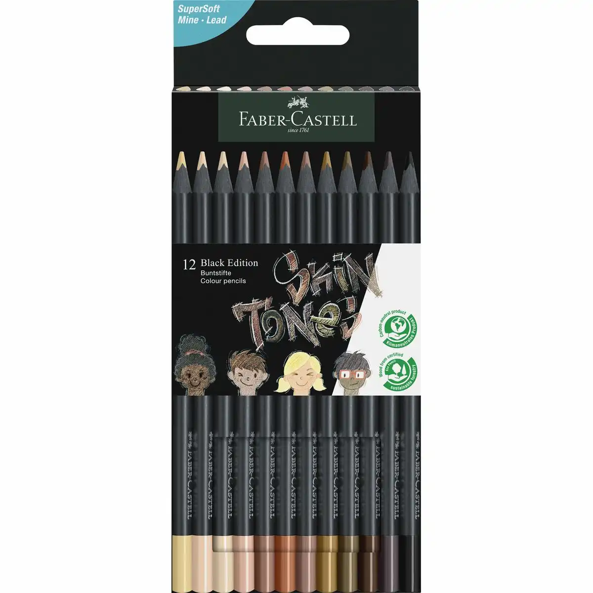 10154596_00 FABER-CASTELL Buntstifte Black Edition Skin Tones 12 Stück Kartonetui