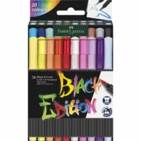 FABER-CASTELL Filzstifte Black Edition mit Pinselspitze Kartonetui - 20 Stück