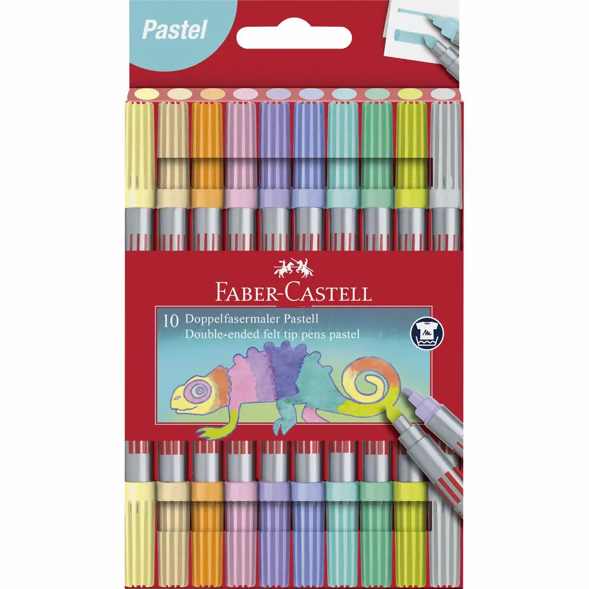 10154602_00 FABER-CASTELL Filzstifte Doppelfasermaler pastell 10 Stück Kartonetui
