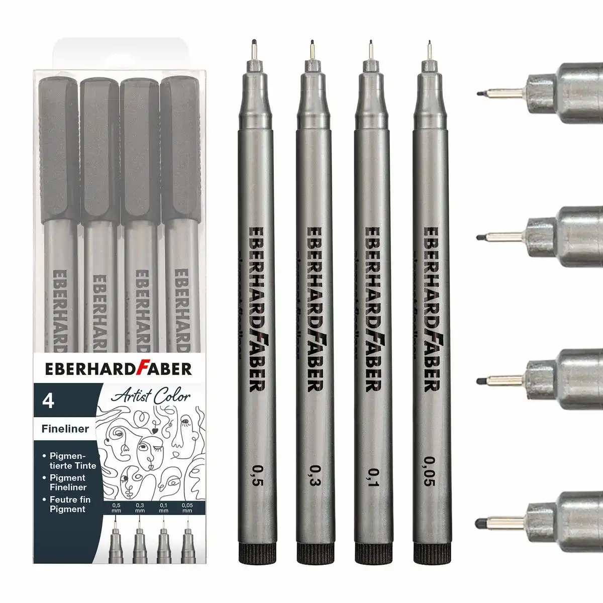 10157079_00 EBERHARD FABER Pigment Fineliner schwarz 4 Stück Etui