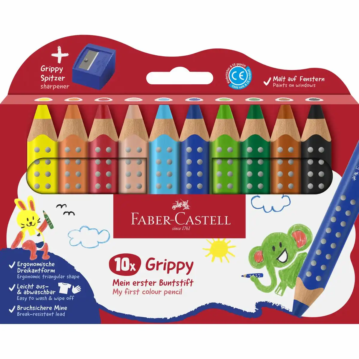 FABER-CASTELL Buntstifte Grippy mit Spitzer