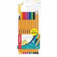 STABILO Fineliner Promo point 88 mit Bleistifte 8 + 2 Stück