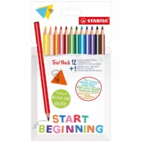 STABILO Buntstifte Promo Trio dick dreikant mit Bleistift 12 + 1 Stück