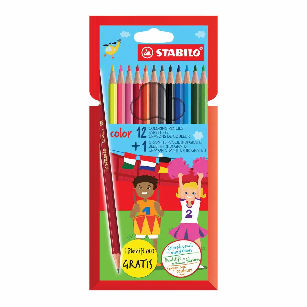 STABILO Buntstifte color mit 1 Bleistift HB 17