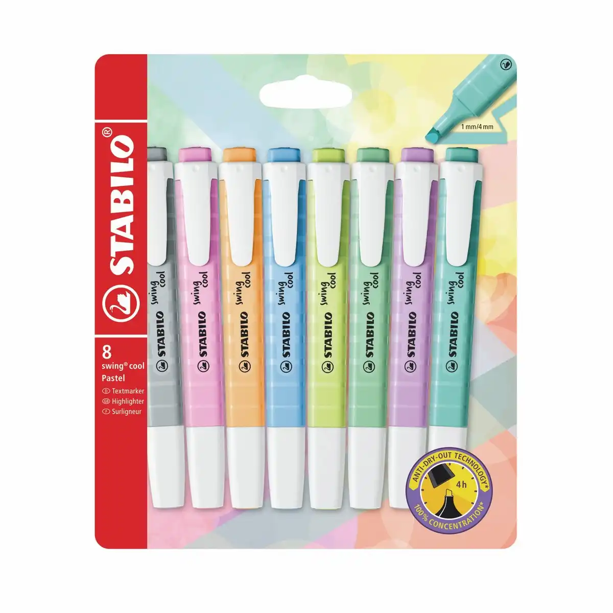 STABILO Textmarker swing cool pastell 8 Stück Kunststoffetui