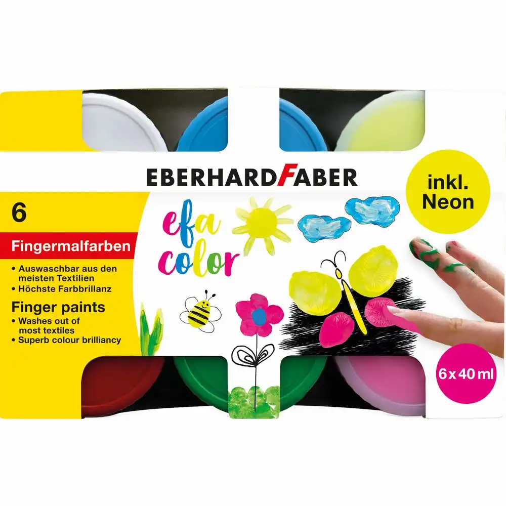 10221642_00 EBERHARD FABER Fingermalfarben 6 Farben inklusive Neonfarben 6x40ml