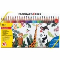 EBERHARD FABER Buntstifte Colori 26+4 dreiflächig 26 Farben Mine 3mm 2 Bleistifte Spitzer Radierer
