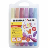 EBERHARD FABER Filzstifte Colori Glitzereffekt dreiflächig dick 6 Stück mehrfarbig Kunststoffbox