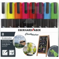 EBERHARD FABER Kreidemarker Chalk Marker 8 Farben 1 bis 2mm 8 Stück Rundspitze Kartonetui