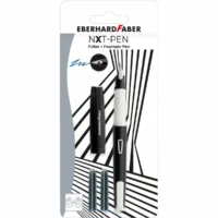EBERHARD FABER Füller NXT Pen Feder M RH LH 2 Tintenpatronen Blister - schwarz/weiß