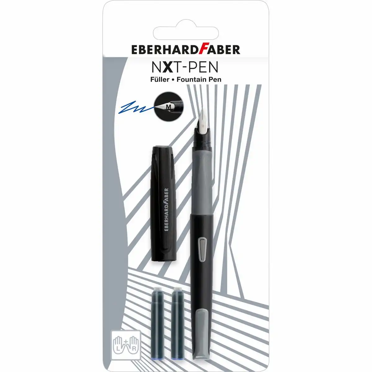 EBERHARD FABER Füller NXT Pen Feder M RH LH 2 Tintenpatronen Blister