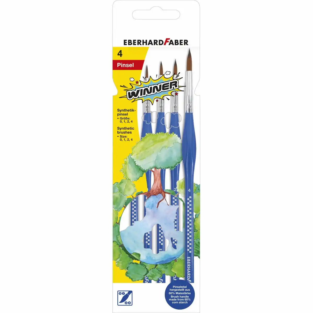 EBERHARD FABER Pinsel Set Winner Synthetik Fein blau Größen 0 1 2 4 5 Stück