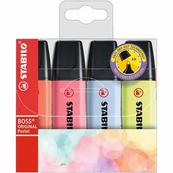 STABILO Textmarker BOSS ORIGINAL pastell 4 Stück Kunststoffetui