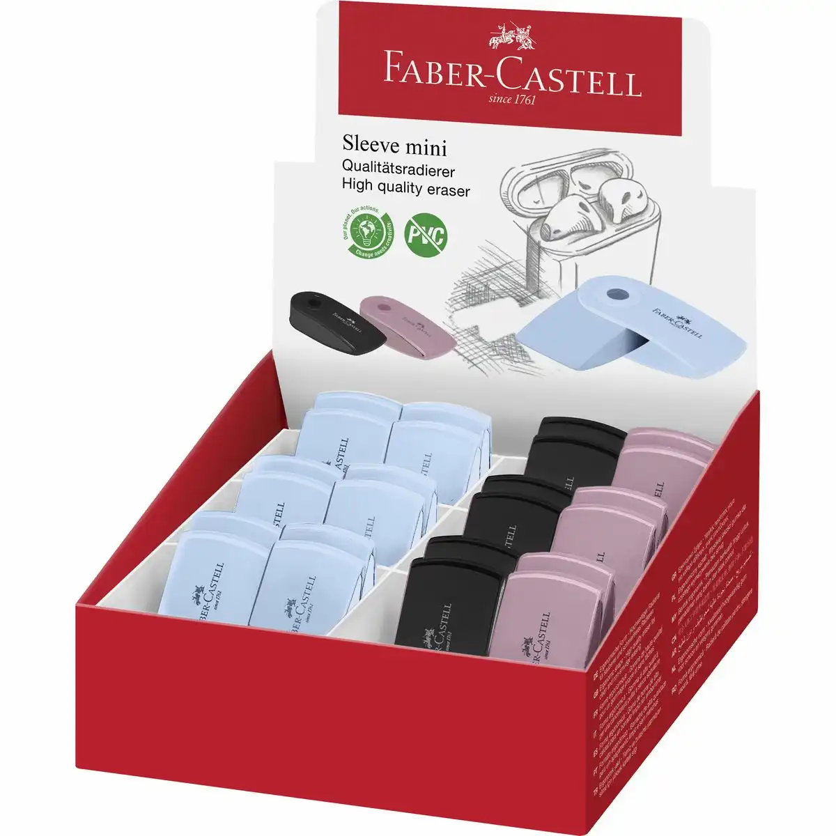10249153_00 FABER-CASTELL Radierer Sleeve Mini New Harmony Farben 24 Stück 24er Pack