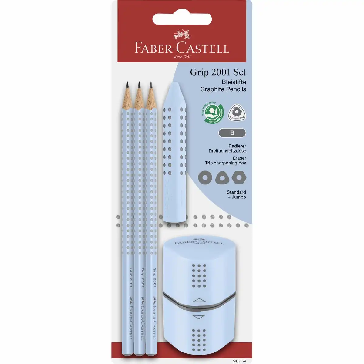 10249173_00 FABER-CASTELL Set Grip 2001 BK sky blue