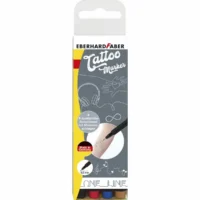 EBERHARD FABER Tattoostifte mit Schablone - Set One Line mit Schablone, 4 Stück