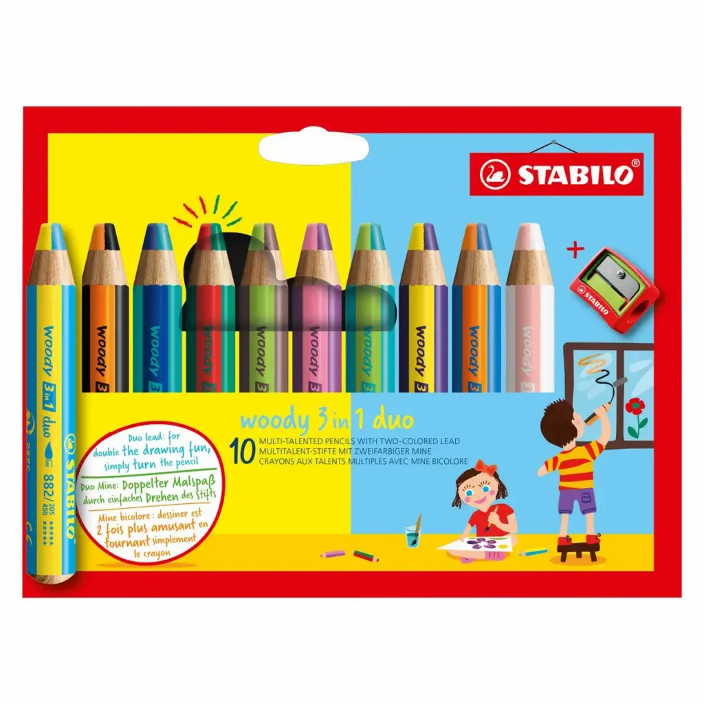 10265593_00 STABILO Buntstifte woody 3in1 duo mit Spitzer 10cm Kartonetui