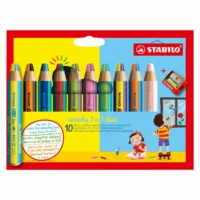 STABILO Buntstifte woody 3in1 duo mit Spitzer 10cm Kartonetui