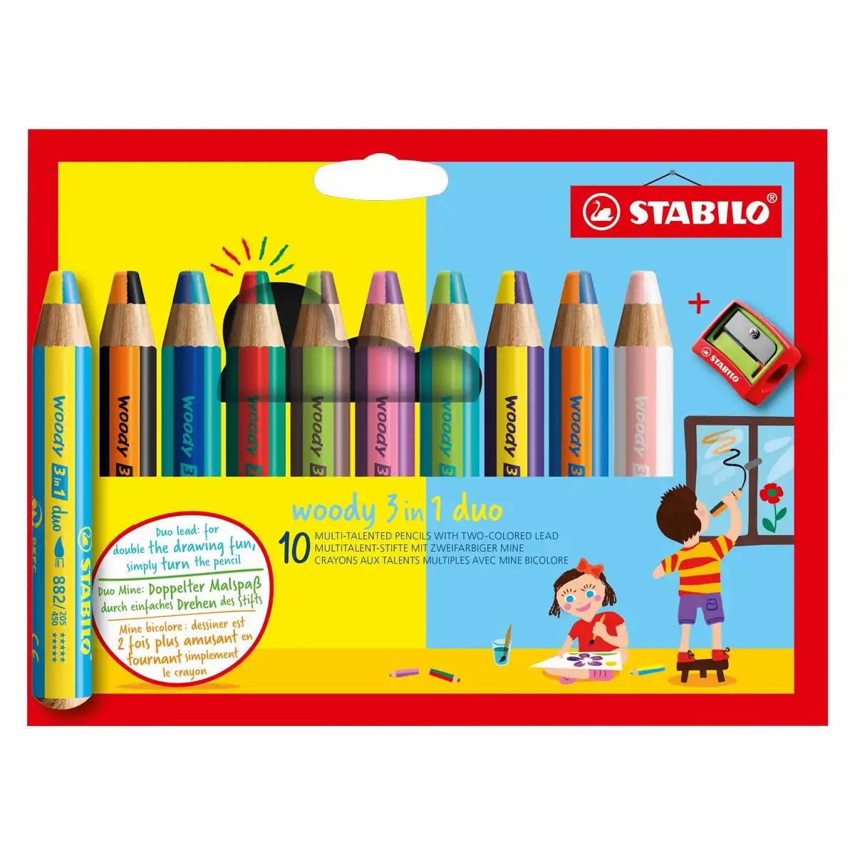 10265593_00 STABILO Buntstifte woody 3in1 duo mit Spitzer 10cm Kartonetui