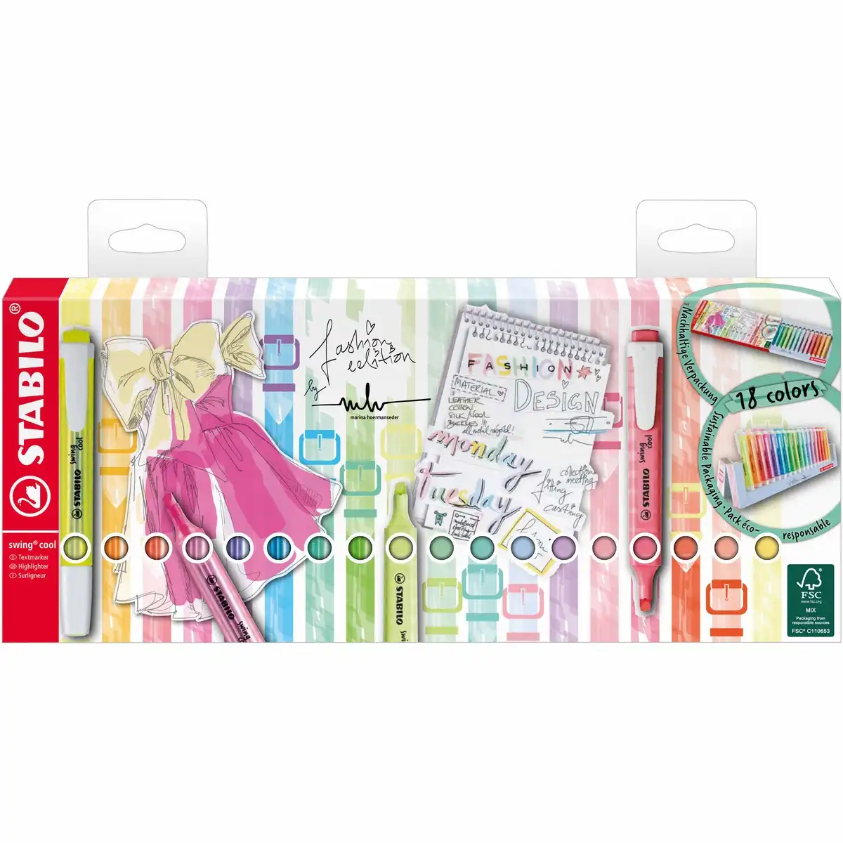 STABILO Textmarker swing cool Tischset 18 Stück Kartonetui
