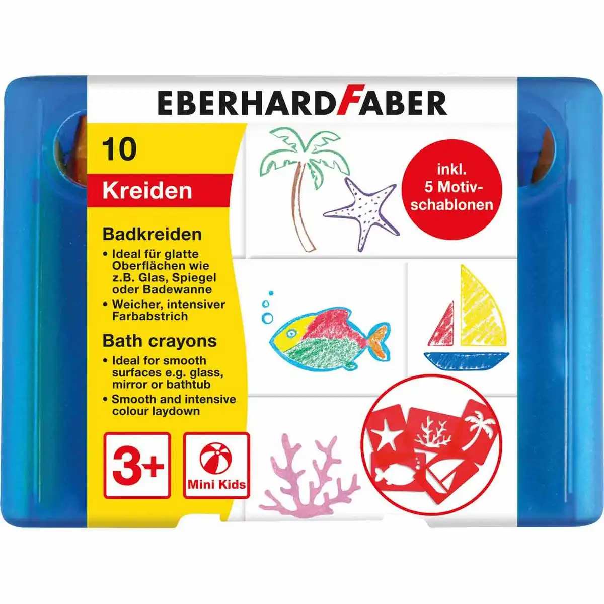 EBERHARD FABER Badkreiden 10 Farben 10 Stück Kunststoffbox