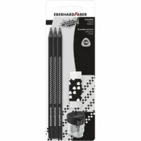 EBERHARD FABER Bleistifte Winner 3xRadierer + Spitzer schwarz/weiß