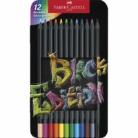 FABER-CASTELL Buntstifte Black Edition - Metalletui, 12 Stück