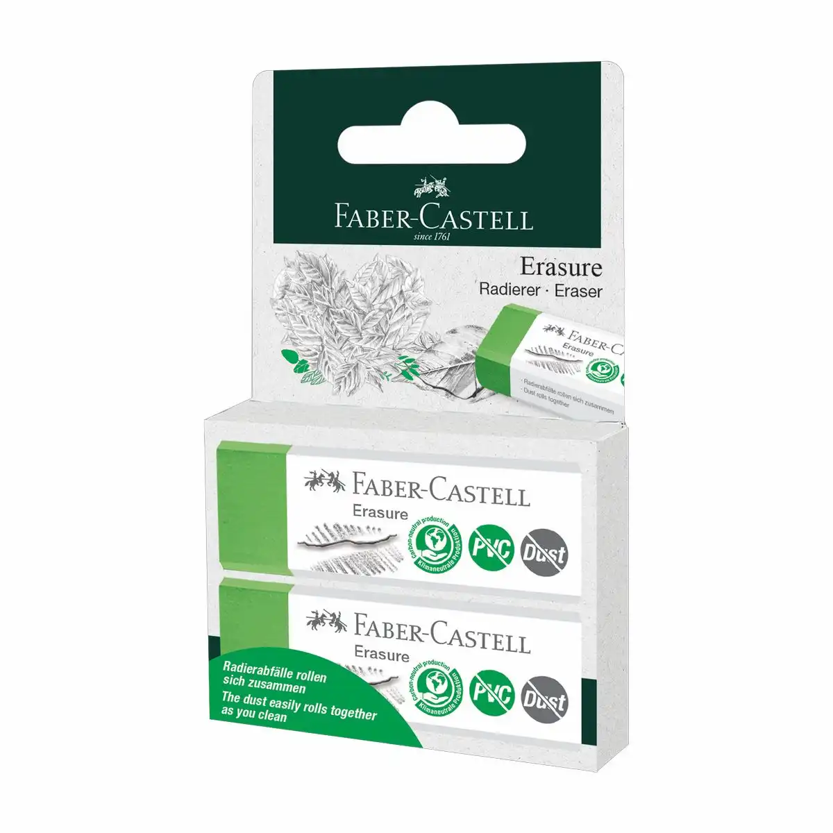 FABER-CASTELL Radierer Dust-Free grün Faltschachtelblister